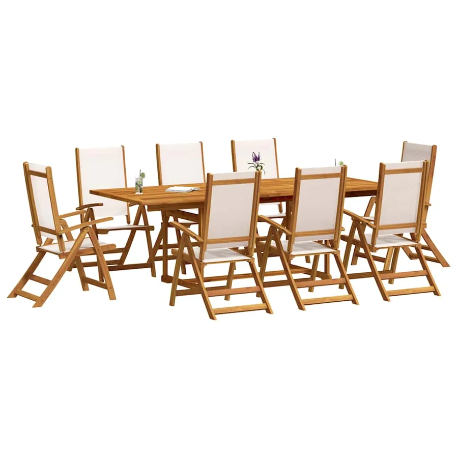 Ensemble à manger de jardin 9pcs bois d'acacia solide textilène - 6