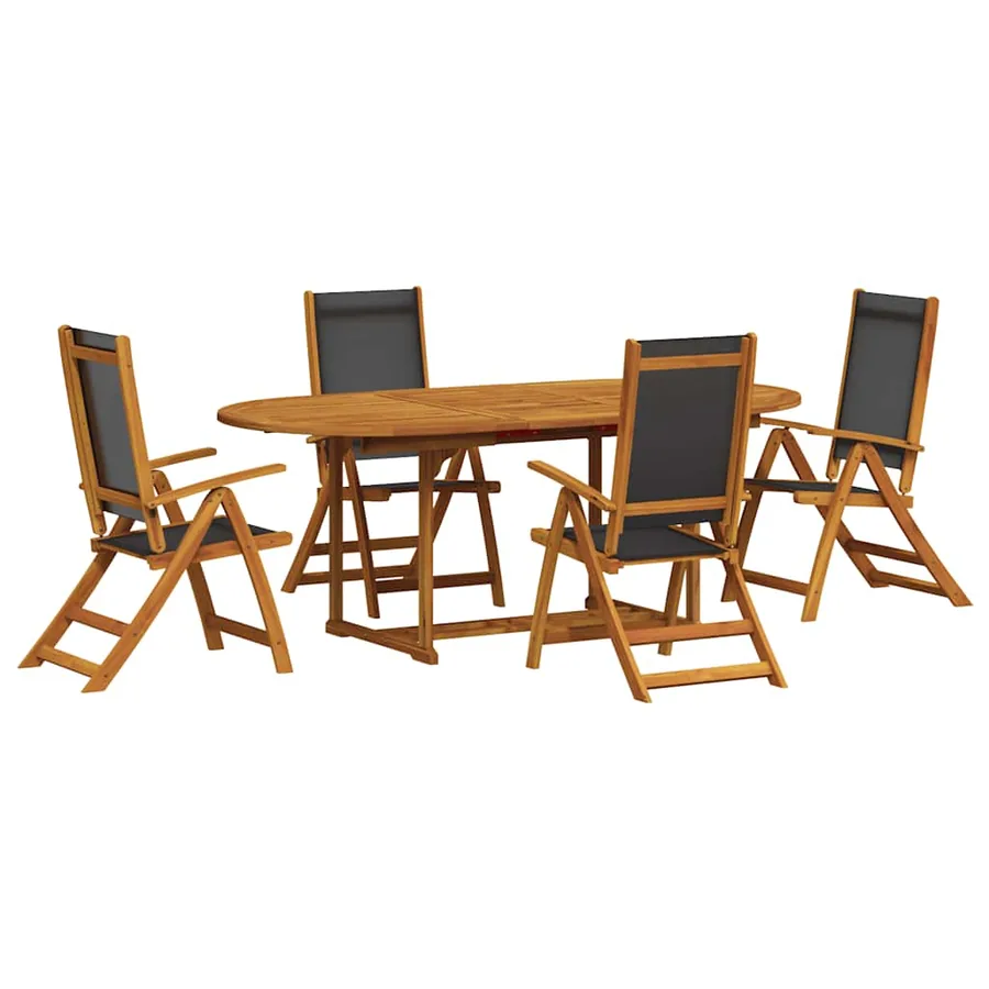 Ensemble à manger de jardin 5pcs bois d'acacia solide textilène