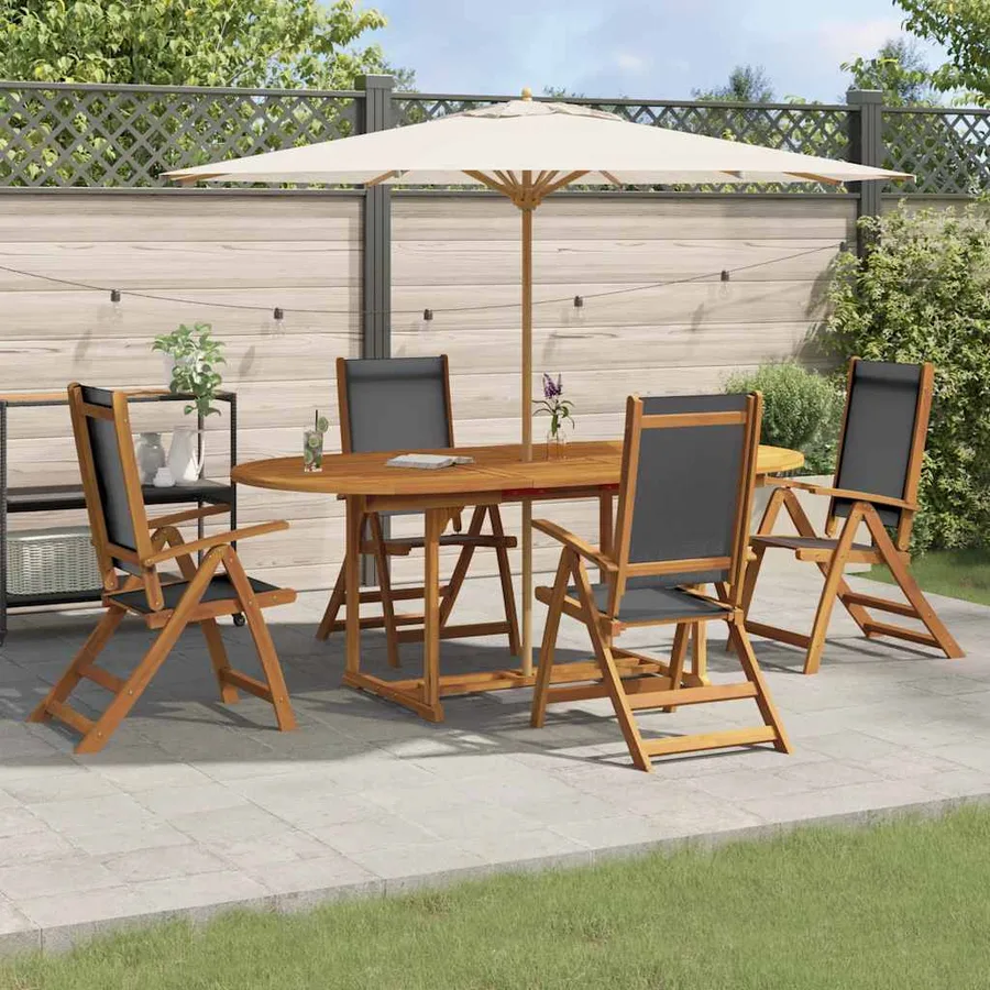 Ensemble à manger de jardin 5pcs bois d'acacia solide textilène - 2