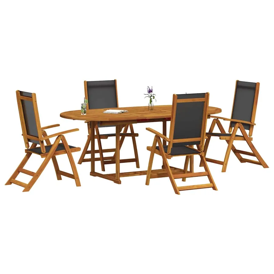 Ensemble à manger de jardin 5pcs bois d'acacia solide textilène - 3