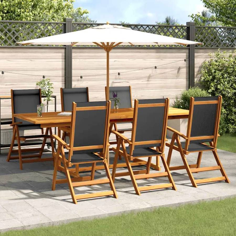 Ensemble à Manger de jardin 7pcs bois d'acacia solide textilène