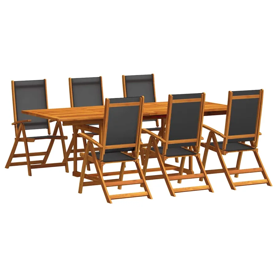 Ensemble à Manger de jardin 7pcs bois d'acacia solide textilène - 2