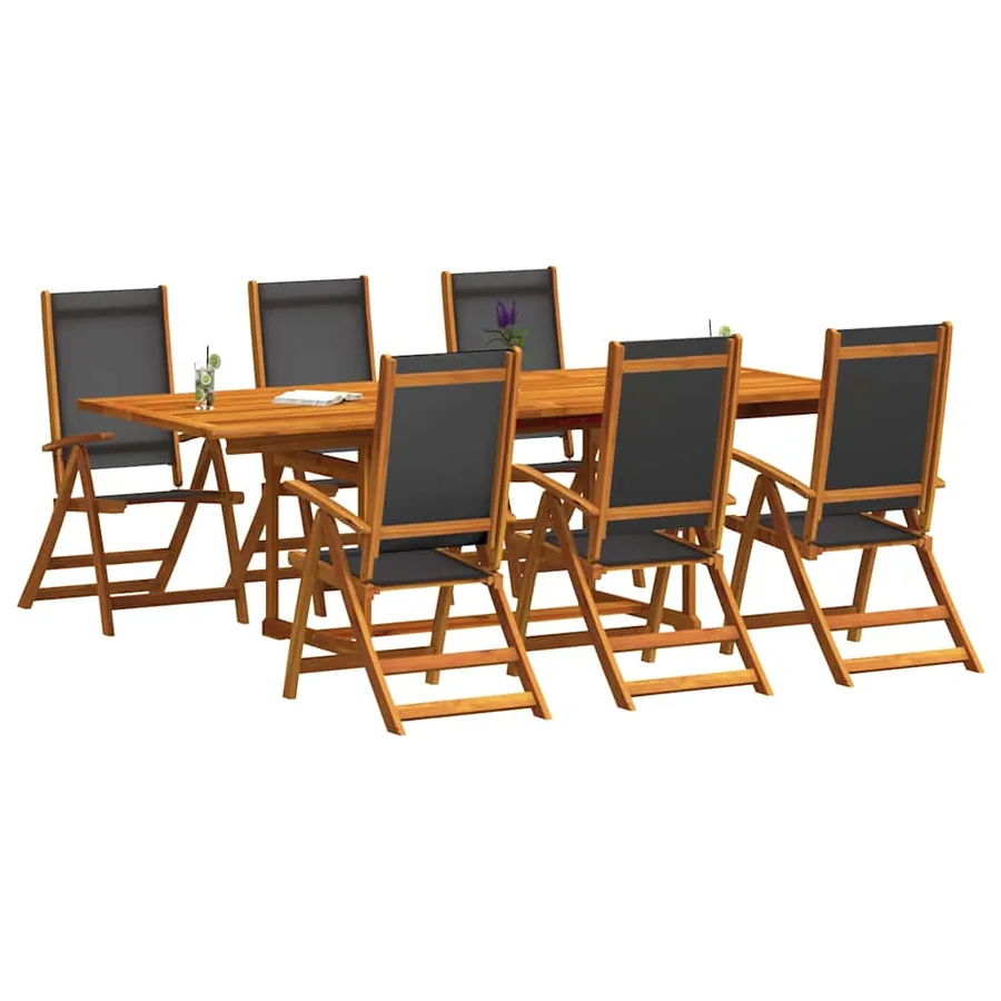 Ensemble à Manger de jardin 7pcs bois d'acacia solide textilène - 3