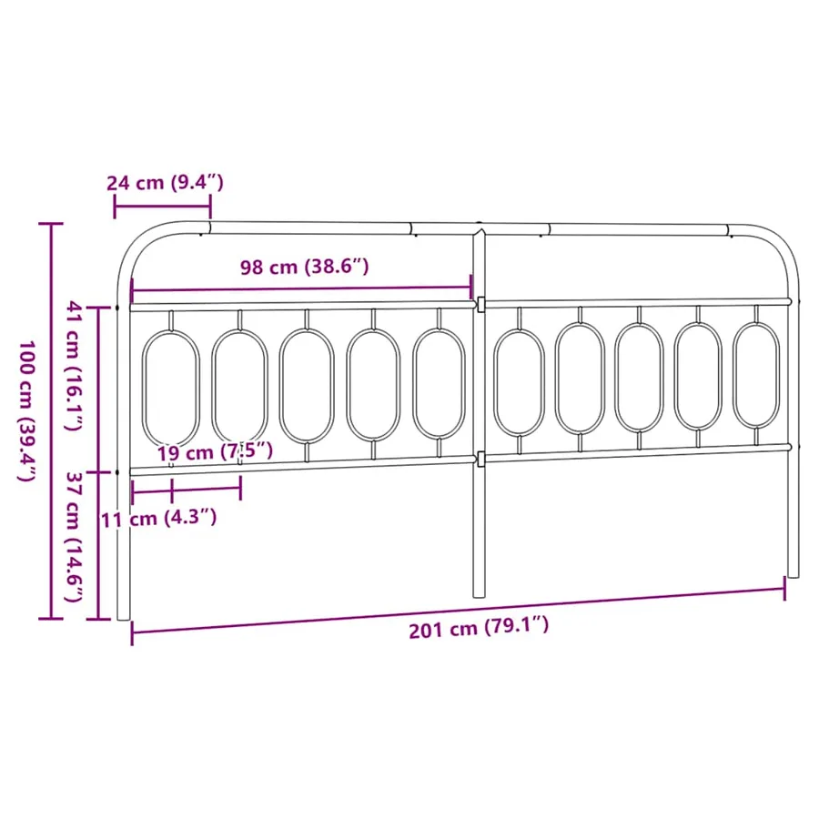 Tête de lit de remplacement métal noir 200 cm - 6