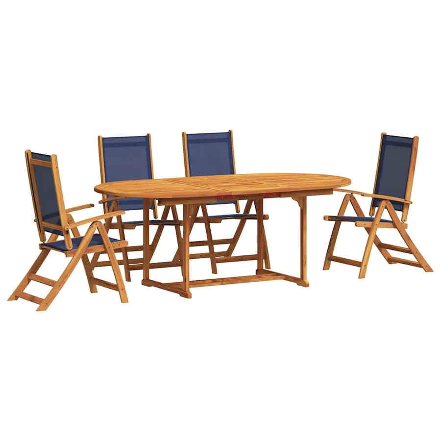 Ensemble à manger de jardin 5pcs bois d'acacia solide textilène - 2