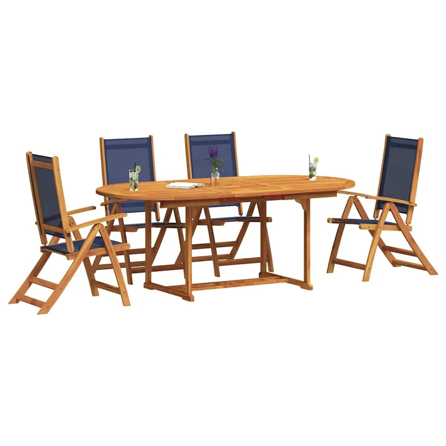 Ensemble à manger de jardin 5pcs bois d'acacia solide textilène - 7