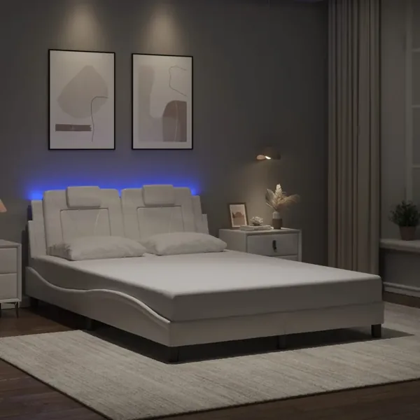 Cadre de lit Viana avec LED sans matelas blanc 140x200 cm