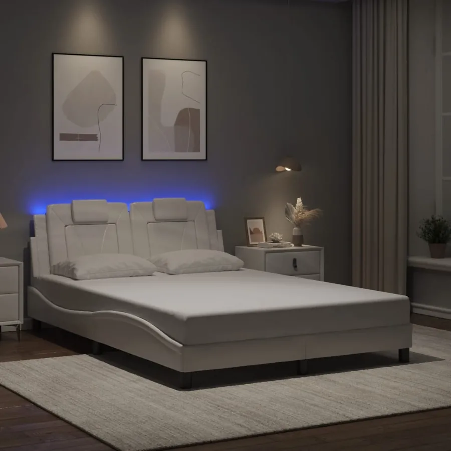 Cadre de lit Viana avec LED sans matelas blanc 140x190 cm