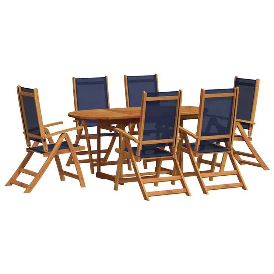 Ensemble à Manger de jardin 7pcs bois d'acacia solide textilène - 2