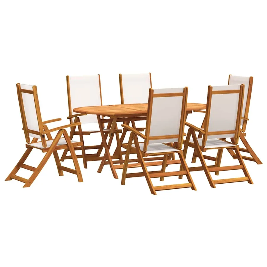 Ensemble à Manger de jardin 7pcs bois d'acacia solide textilène - 2