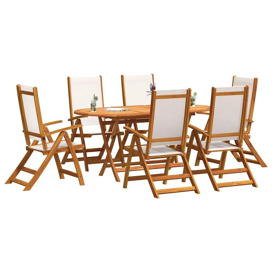 Ensemble à Manger de jardin 7pcs bois d'acacia solide textilène - 5