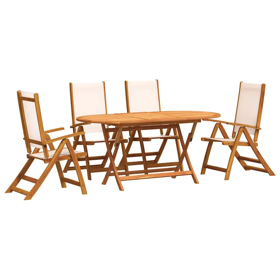 Ensemble à manger de jardin 5pcs bois d'acacia solide textilène - 2