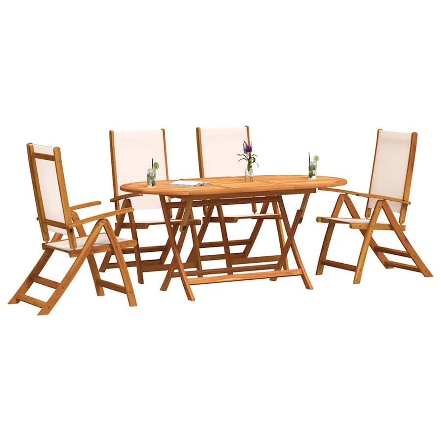 Ensemble à manger de jardin 5pcs bois d'acacia solide textilène - 8