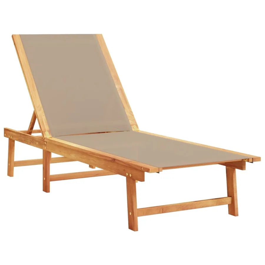 Chaises longues lot de 2 table gris bois d'acacia et textilène - 13