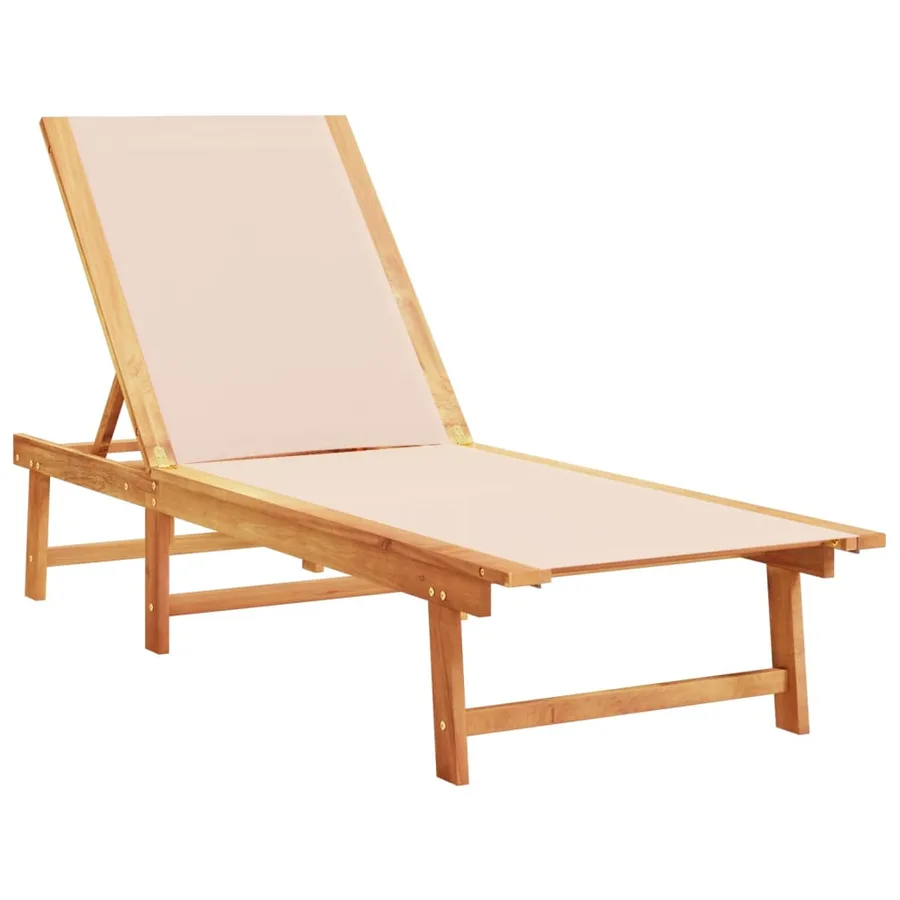 Chaises longues lot de 2 table gris bois d'acacia et textilène - 23