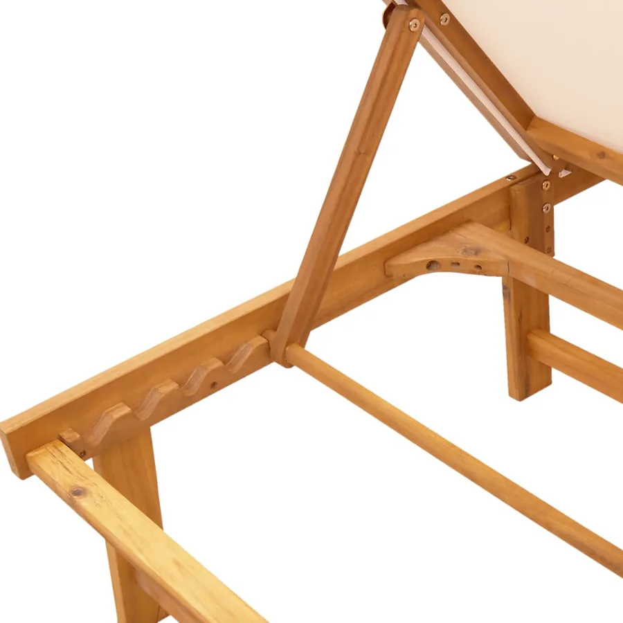 Chaises longues lot de 2 table gris bois d'acacia et textilène - 26