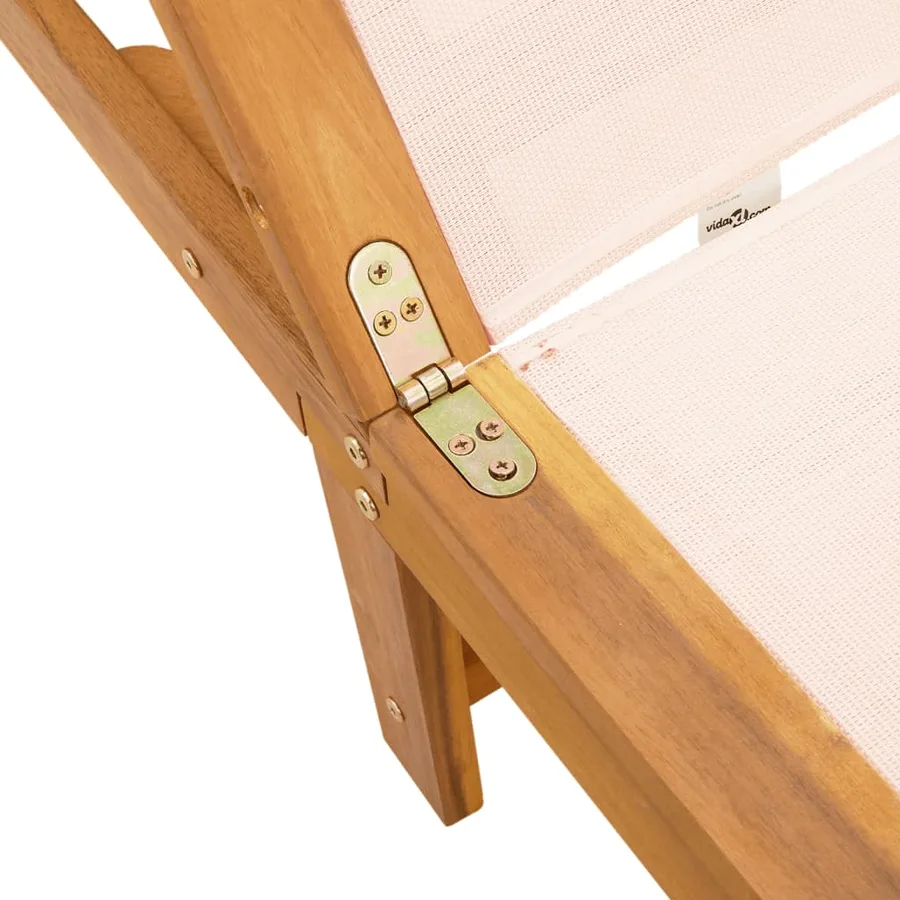 Chaises longues lot de 2 table gris bois d'acacia et textilène - 27