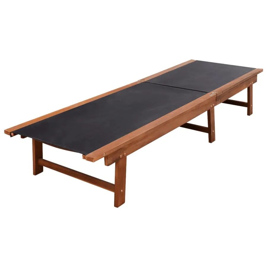Chaises longues lot de 2 table gris bois d'acacia et textilène - 33