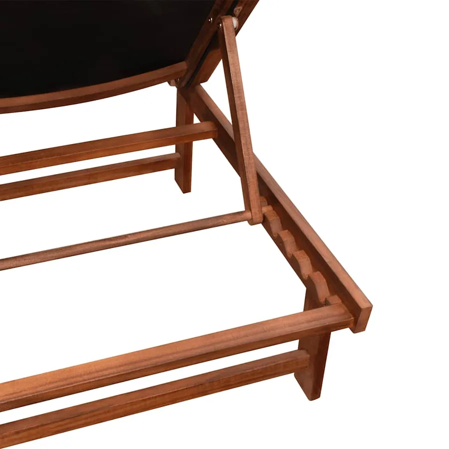 Chaises longues lot de 2 table gris bois d'acacia et textilène - 36