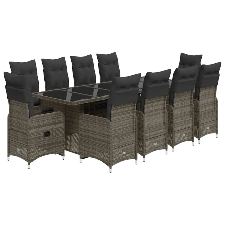 Ensemble de bistro de jardin 11 pcs coussins gris poly rotin - 2