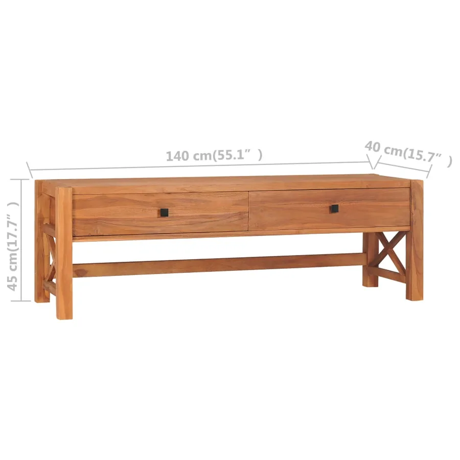 Meuble TV 140x40x45 cm Bois de teck - 9