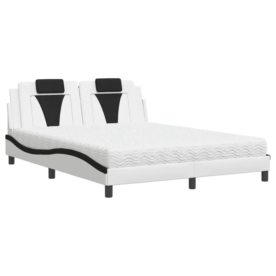 Lit Viana avec matelas blanc et noir 160x200 cm similicuir - 2