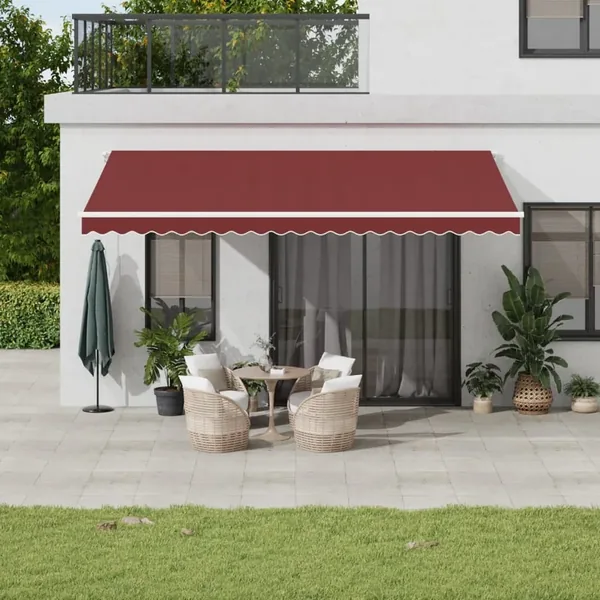 Auvent rétractable automatique avec LED bordeaux 500x350 cm