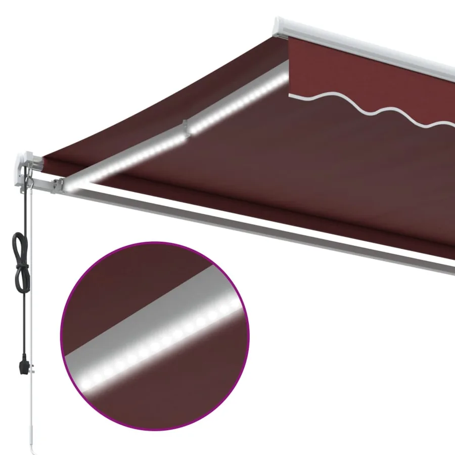 Auvent rétractable automatique avec LED bordeaux 500x350 cm - 8