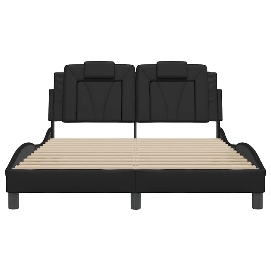 Cadre de lit Viana sans matelas noir 140x200 cm similicuir - 4