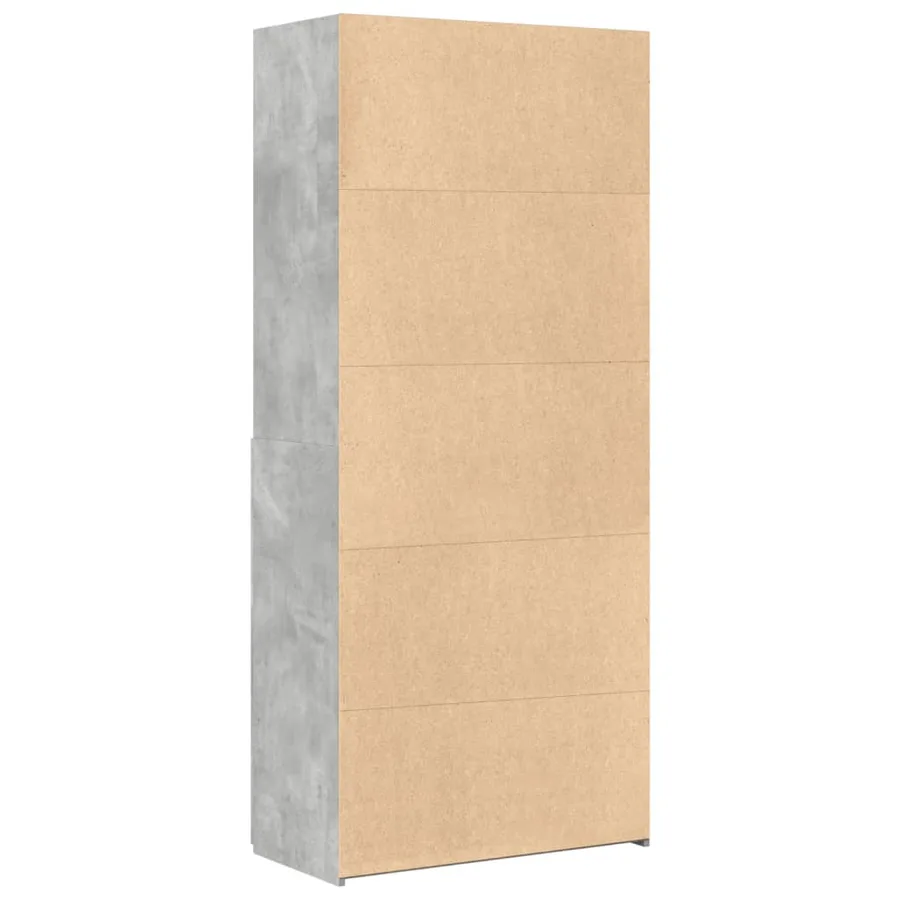 Buffet haut gris béton 80x42,5x185 cm bois d'ingénierie - 4
