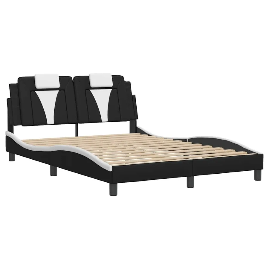 Cadre de lit Viana sans matelas noir et blanc 140x190 cm similicuir - 3