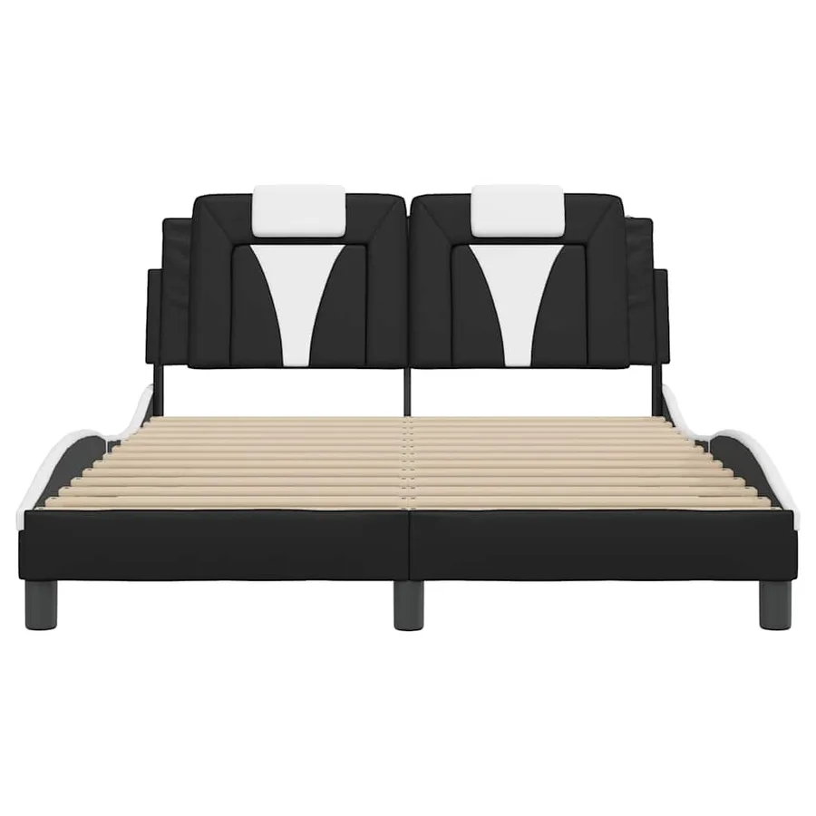 Cadre de lit Viana sans matelas noir et blanc 140x190 cm similicuir - 4