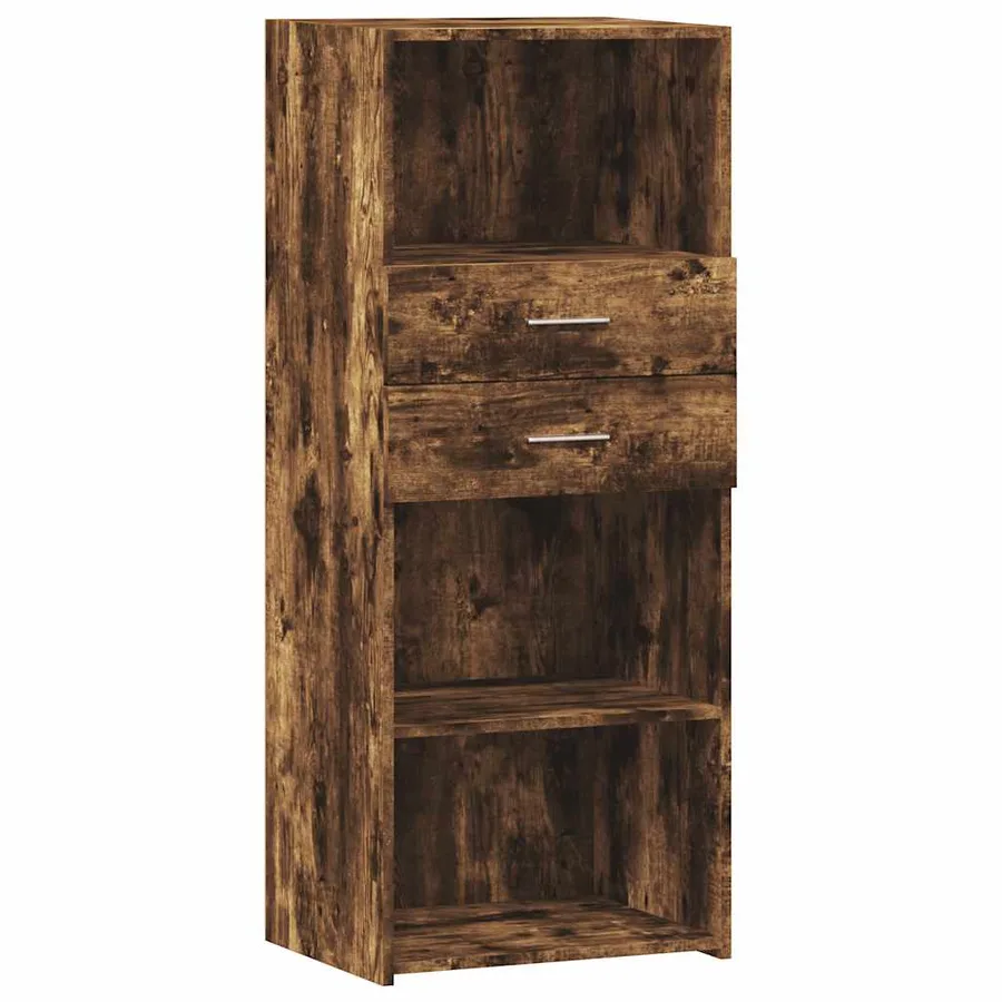 Buffet haut chêne fumé 50x42,5x124 cm bois d'ingénierie - 2