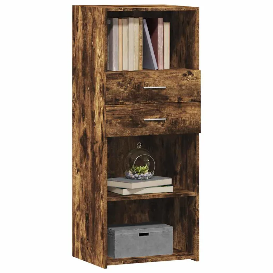 Buffet haut chêne fumé 50x42,5x124 cm bois d'ingénierie - 3