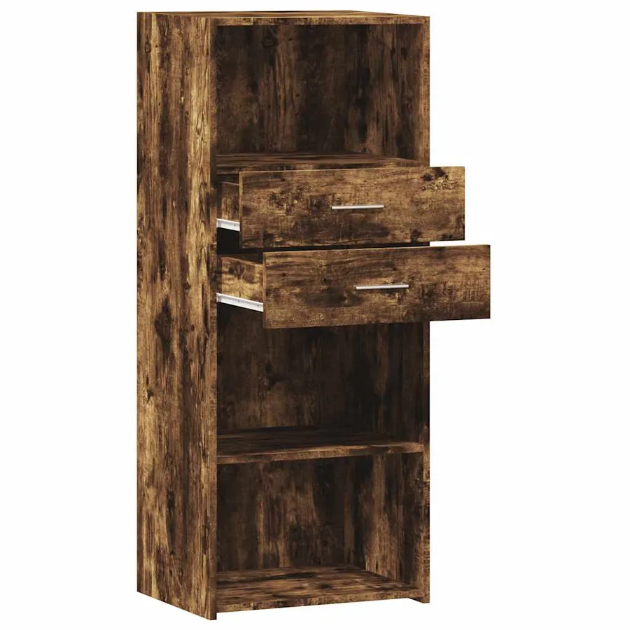 Buffet haut chêne fumé 50x42,5x124 cm bois d'ingénierie - 7