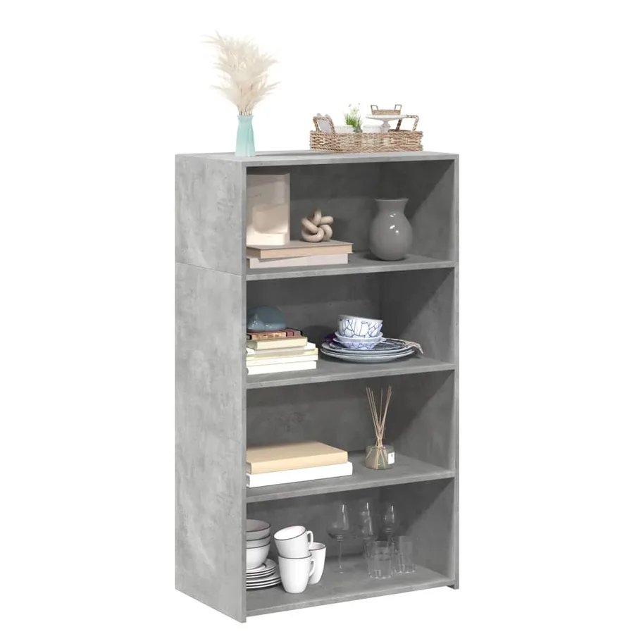 Buffet haut gris béton 70x41x124 cm bois d'ingénierie - 3