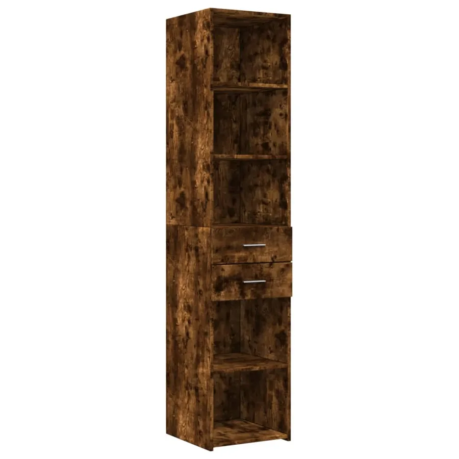 Buffet haut chêne fumé 40x42,5x185 cm bois d'ingénierie - 2
