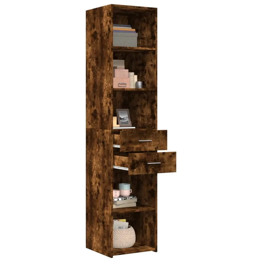Buffet haut chêne fumé 40x42,5x185 cm bois d'ingénierie - 3