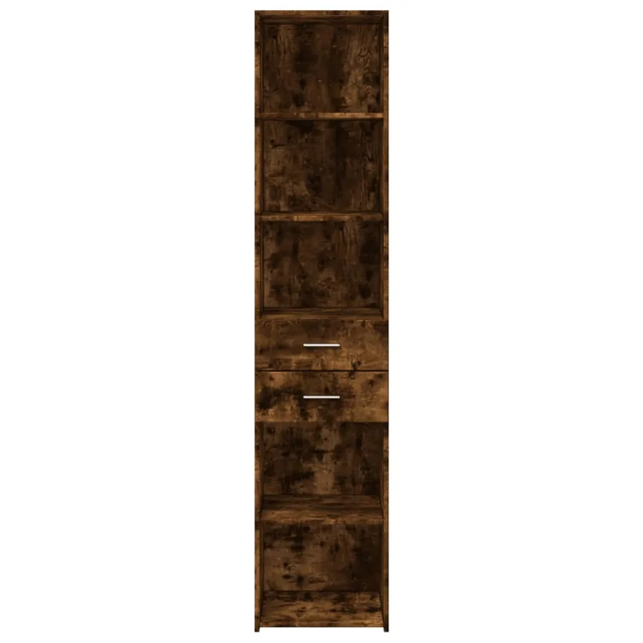 Buffet haut chêne fumé 40x42,5x185 cm bois d'ingénierie - 4