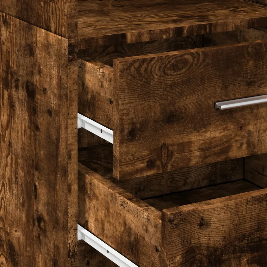 Buffet haut chêne fumé 40x42,5x185 cm bois d'ingénierie - 7