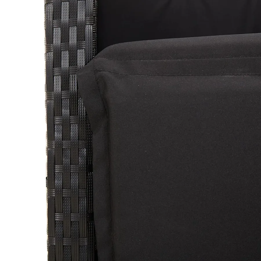 Ensemble de bistro 3 pcs avec coussins noir résine tressée - 12
