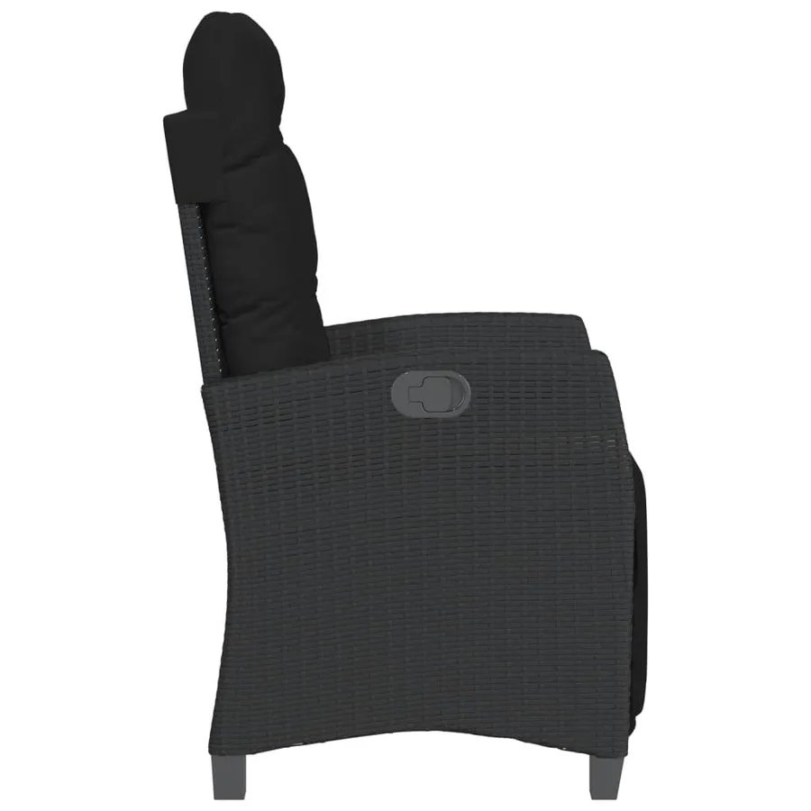 Ensemble de bistro 3 pcs avec coussins noir résine tressée - 6