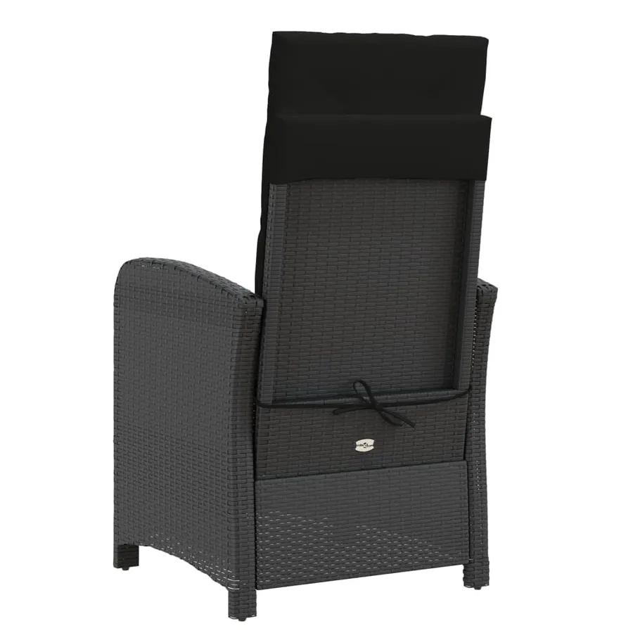 Ensemble de bistro 3 pcs avec coussins noir résine tressée - 7