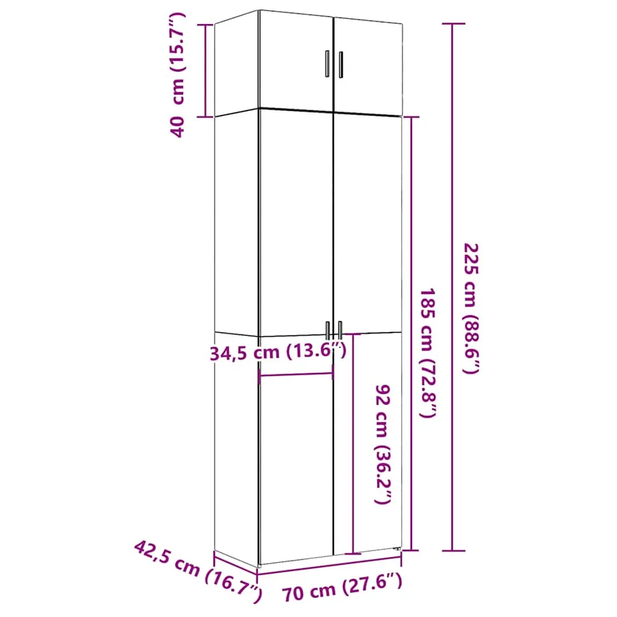 Armoire de rangement blanc 70x42,5x225 cm bois d'ingénierie - 13