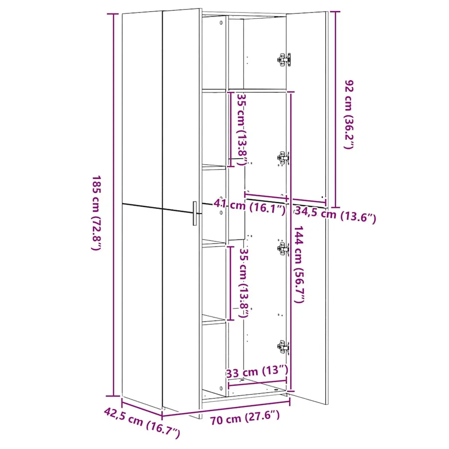 Armoire de rangement blanc 70x42,5x225 cm bois d'ingénierie - 14