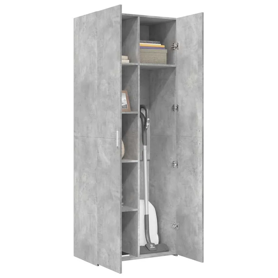 Buffet haut gris béton 70x42,5x185 cm bois d'ingénierie - 7
