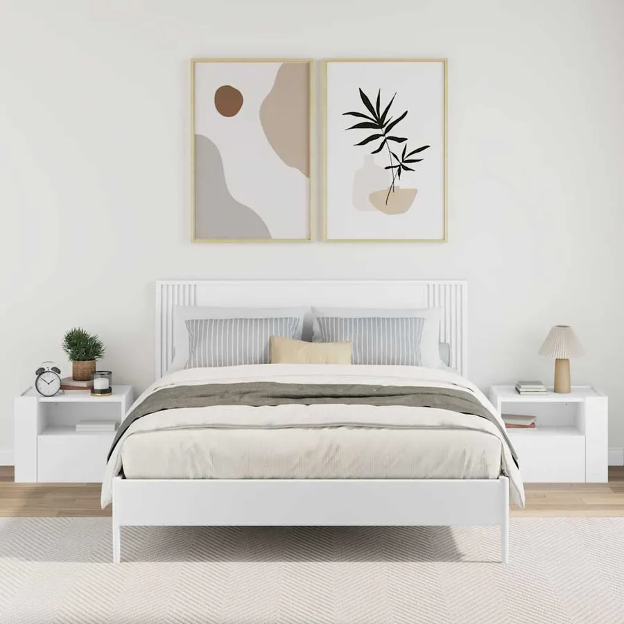 Tables de chevet murales 2 pcs blanc 45x30x35 cm - 3