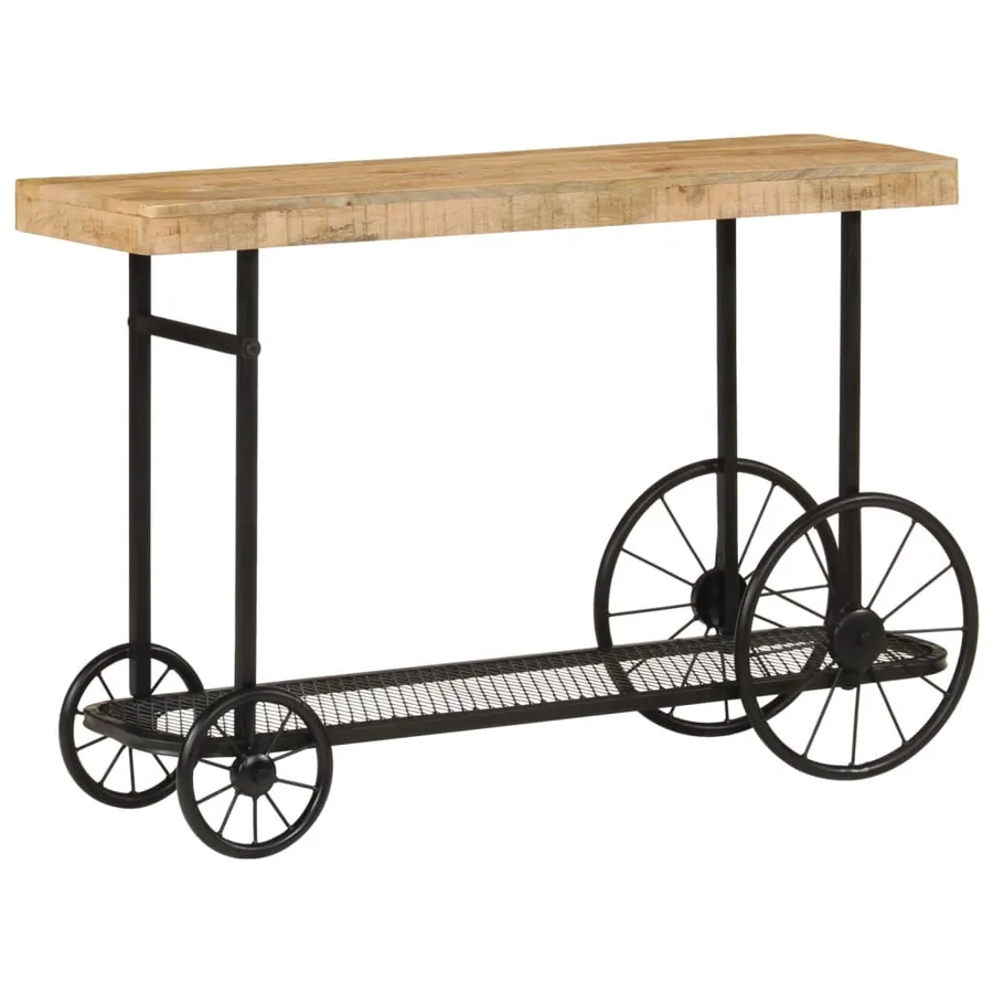 Table console 112x36x76 cm bois massif de manguier et fer - 4