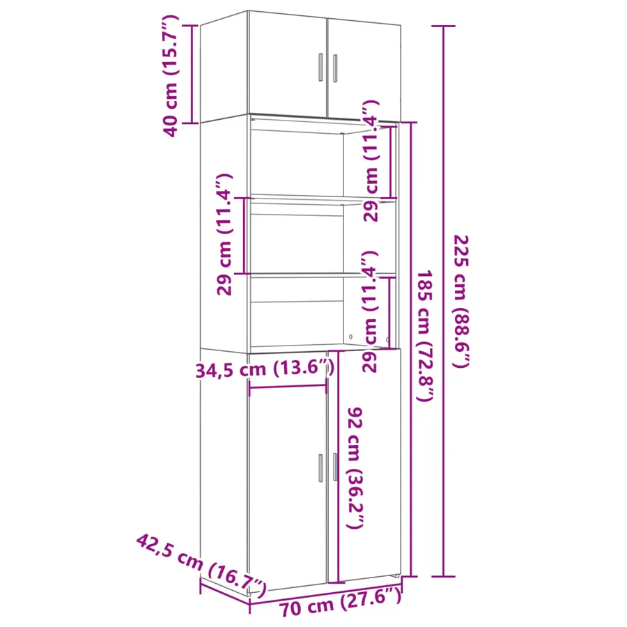 Armoire de rangement chêne sonoma 70x42,5x225 cm - 13