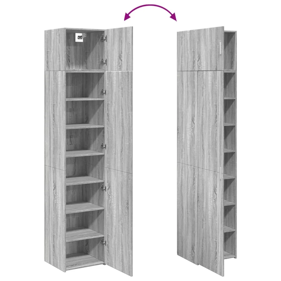 Armoire de rangement mince sonoma gris 45x42,5x225 cm - 9